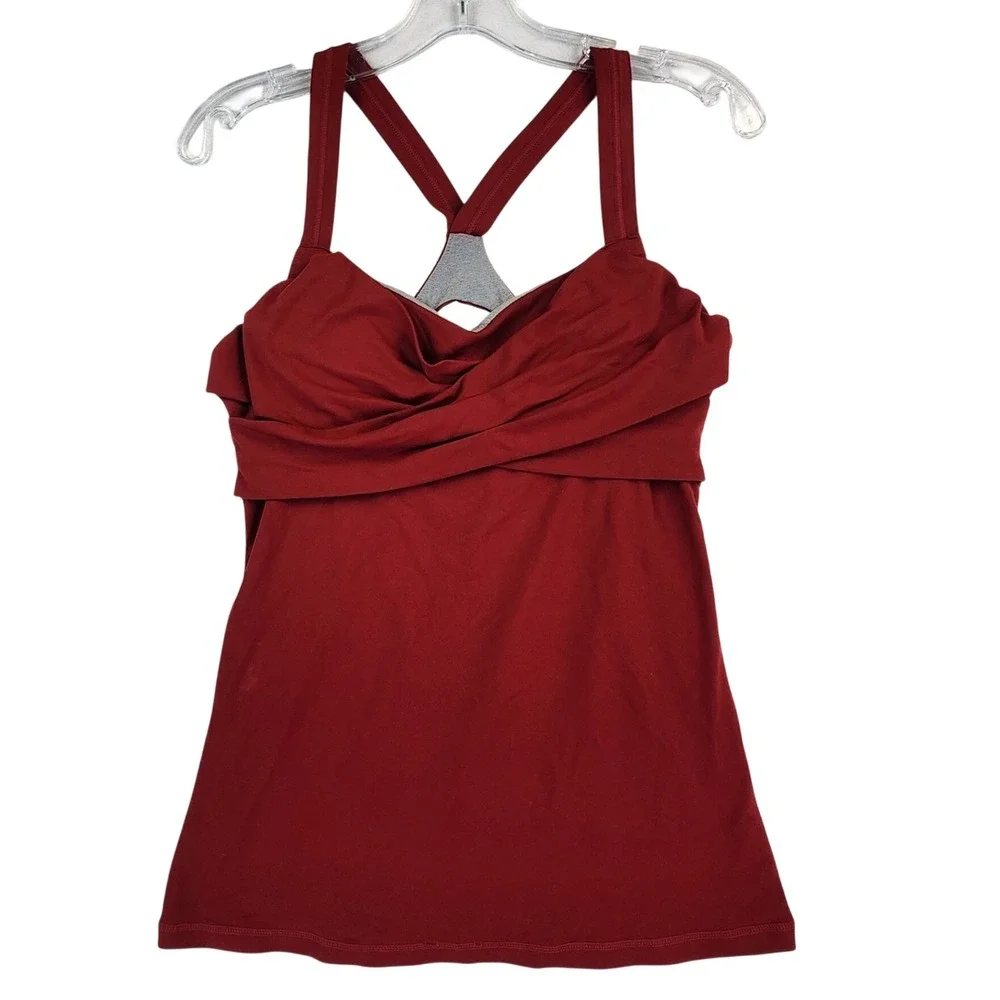 Lululemon 10 Red No Limits Tank Top Yoga Gym Activewear Strappy Built In Bra Top